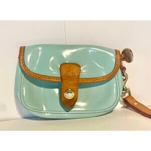 Hard to find color turquoise blue Dooney Bourke Patent Leather snap wristlet!